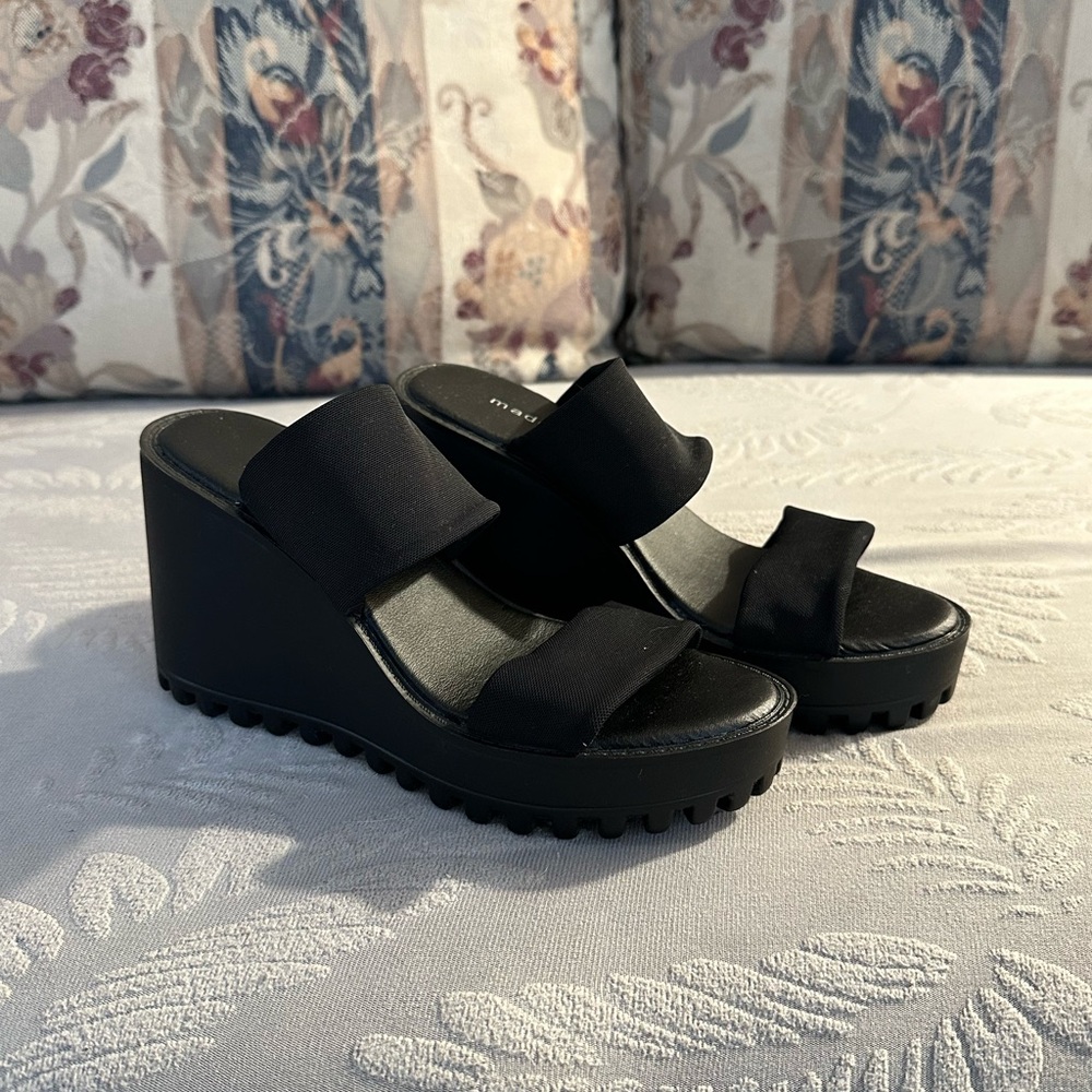 Madden Girl Black Wedge Sandals